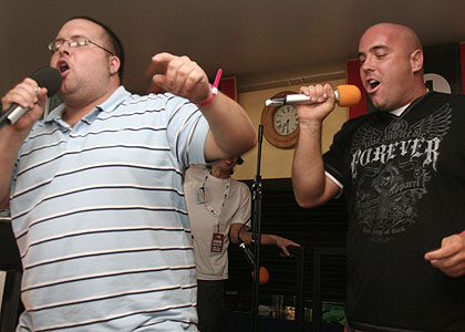 The Barrys and their friends singing Barryoke