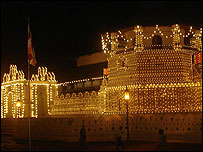 illuminated temple