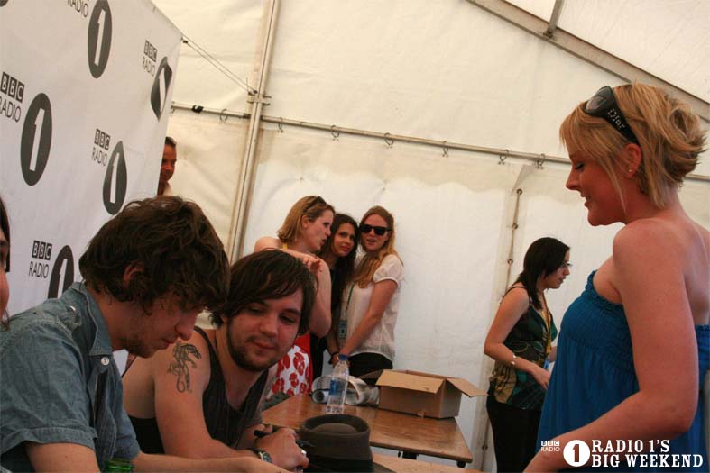 The Kooks in the signing tent