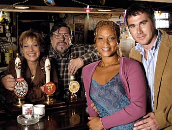 Denise Welch, Ricky Tomlinson, Angela Griffin and Ian Kelsey in the new series of Down To Earth