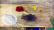 Ivor Davies - Pysgod a Ffrwythau (tempera and card). Purchased 1996