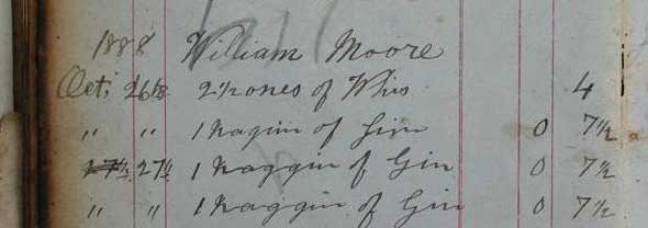 Extract of 1888 Pub Tick Book
