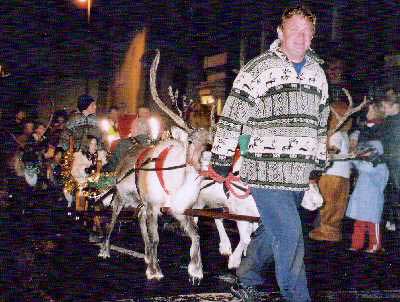 Frank leading the main animals pulling the sleigh