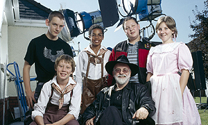 Terry Pratchett on the set of the show