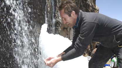 Bruce drinks from the source of the Amazon