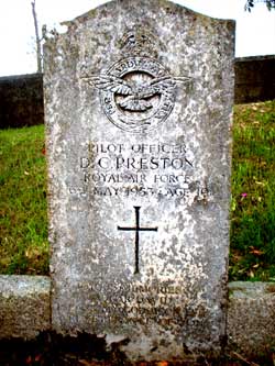 Headstone of DC Preston Killed in  a flting accident