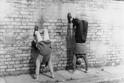 Children doing handstands