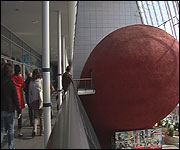 Inside the building