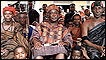 African tribal king/chief with two others by his side