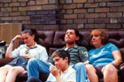 The Martins family sat in the back yard