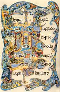 Image of an ornately designed page with Proclamation signatories