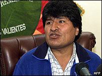 Deputado Evo Morales, que aderiu à greve