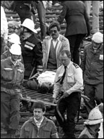 Body on stretcher