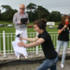 Super Sam sprints to catch the blowaway breaking news.