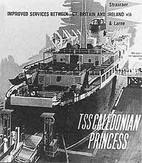 A brochure cover from the early 1960s advertising the Caledonian Princess on the Stranraer crossing