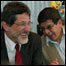 O presidente da Petrobras, José Sergio Gabrielli, e o ministro boliviano de Hidrocarbonetos, Carlos Villegas, em reunião em La Paz em 6 de novembro de 2007