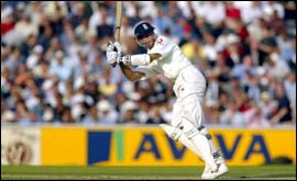 Michael Vaughan in action against India, summer 2002