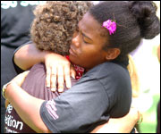 Women hugging