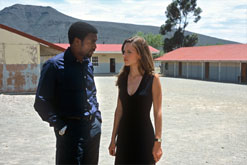 Image: stars of Red Dust Hilary Swank and Chiwetel Ejiofor