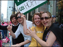 Cheering people