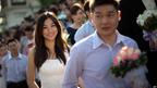 马来西亚吉隆坡一场集体婚礼上新人合照（12/12/2012）