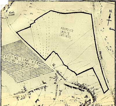 Map showing proposed new site for Larne Rugby Club.