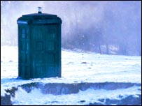 TARDIS in snow on the planet Necros
