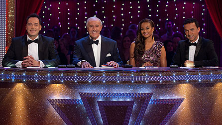 (l-r): Craig Revel Horwood, Len Goodman, Alesha Dixon, Bruno Tonioli