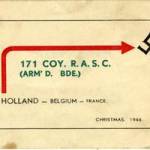 A Christmas card posted from a  member of the R.A.S.C (Royal Army Service Corps) in Europe, 1944