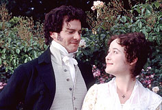 Colin Firth as Darcy and Jennifer Ehle as Elizabeth in the BBC's dramatisation of Jane Austen's Pride and Prejudice