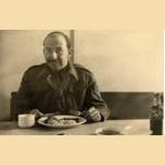 My dad having lunch before tackling office work for stores delivery in Kiel 1944. My dad having lunch before tackling office work for stores delivery in Kiel 1944.