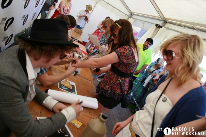 The Kooks in the signing tent