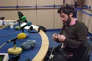 Busy knitting in the studio.