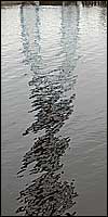 Transporter Bridge reflected in Tees