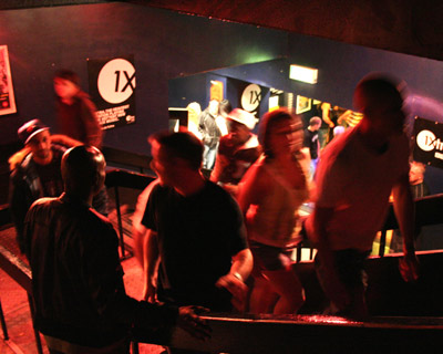 Crowd on stairs