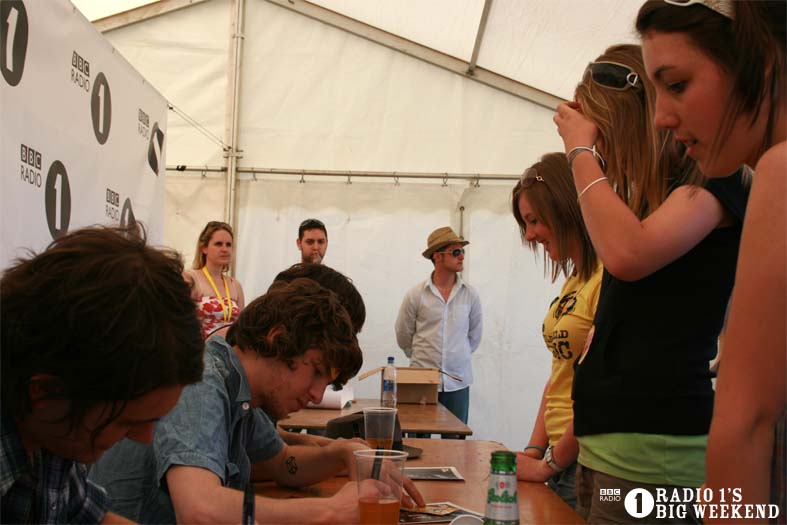 The Kooks in the signing tent