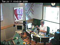 Gareth Evans on air in BBC Radio Sheffield's studio one