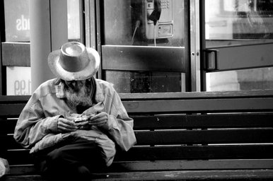 Man in glittery hat