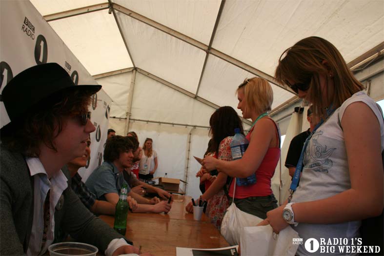 The Kooks in the signing tent