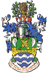 Banbridge crest showing mussels on shield. 