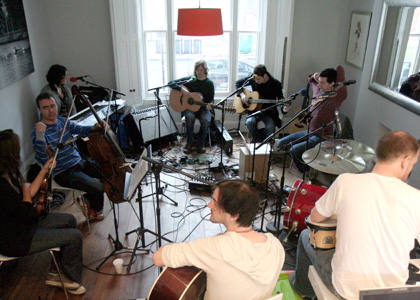 The band fill the living room