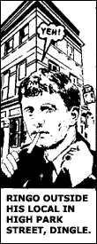 Ringo outside his local in High Park Street, Dingle