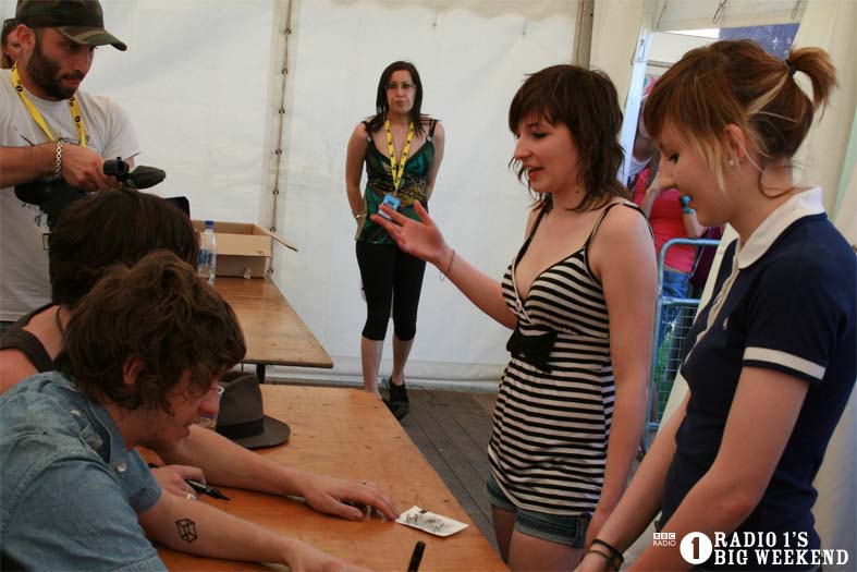 The Kooks in the signing tent