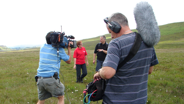 film crew on location
