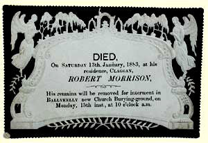 Funeral card for Robert Morrison 1883