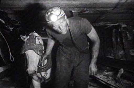 Miner with pit pony