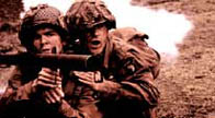 Photograpgh showing a reconstruction of US troops in action