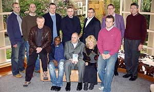 The writers with Dara O'Briain (front row, centre)