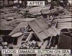 The Bowling Green at Sutton On Sea after being devastated by the floods.