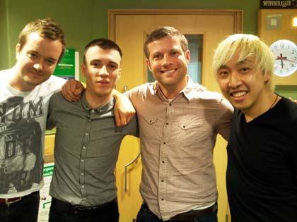 Dermot and superstar in waiting Frank Musik (2nd left) with his band.
